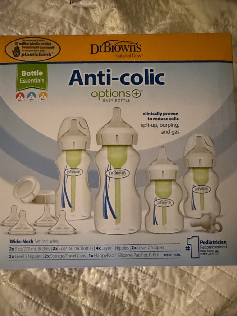 Dr. Brown's Anti-Colic Options+ Baby Bottle Set - White/Green